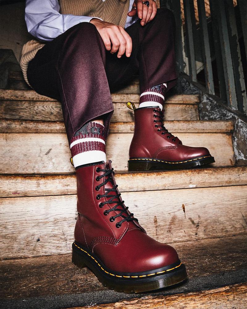 Dr Martens 1460 Smooth Leren Veterlaarzen Dames Roze Rood | NL 575PJJ